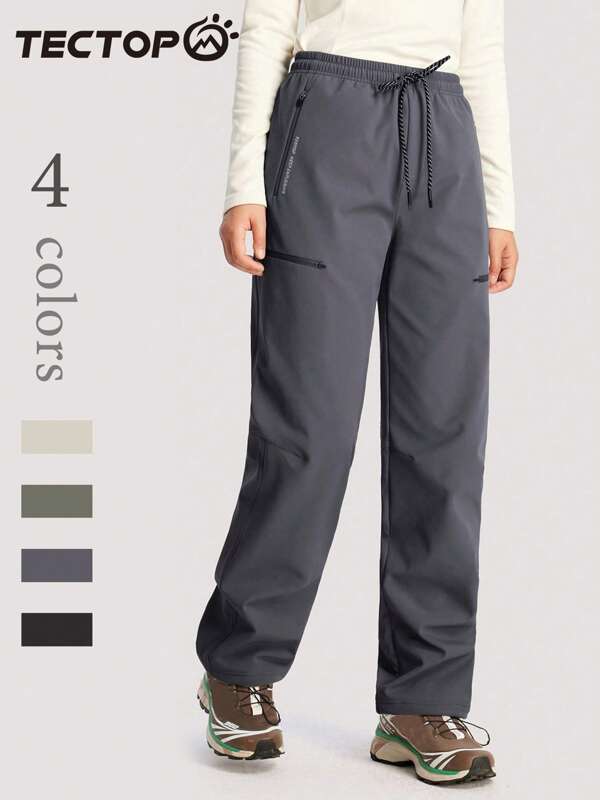 TECTOP Pantalones acolchados para montañismo de mujer para otoño e invierno, para senderismo al aire libre, cálidos, impermeables y a prueba de viento, con bolsillos con cremallera y forro polar