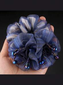 1个女士双花发圈，适合日常、用餐、约会、旅行、通勤、摄影、春夏穿搭搭配、母亲节礼物、发圈、洗脸、发饰、发绳、马尾辫发饰、弹力发圈 - 彩色 - 查看 8