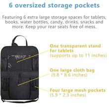 Car Backseat Organizer, Waterproof And Durable Car Seat Organizer Kick Mats Muti-Pocket Back Seat Storage Bag With Touch Screen Tablet Holder