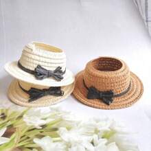 (Hat Only) New 17cm Elegant Graceful Vacation Straw Hat, Labobo Headwear With Open Ear Design, LBB Toppers For Party, Versatile Hat