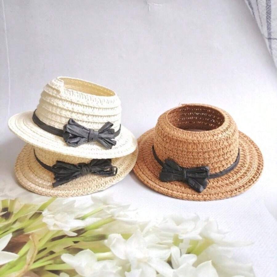 (Hat Only) New 17cm Elegant Graceful Vacation Straw Hat, Labobo Headwear With Open Ear Design, LBB Toppers For Party, Versatile Hat
