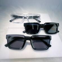 3 Pairs Men's Square Plastic Frame Retro Modern Minimalist Style Fashion Eyeglasses Set - Suitable For Family Trips, Outings, Business, Boating, Beach Parties Accessory