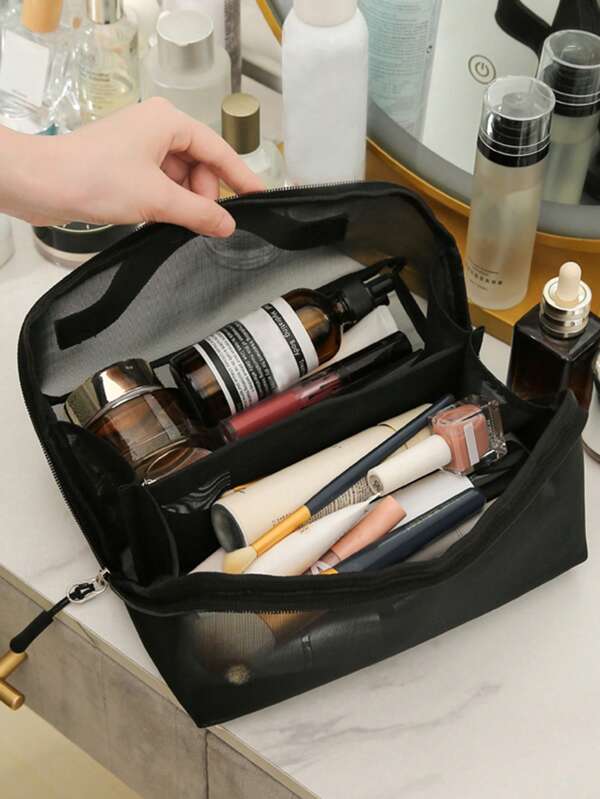 Large Capacity Portable Makeup Bag, Portable Women's 2025 New Travel Grooming Bag, Cosmetic Storage Bag, Mesh Bag