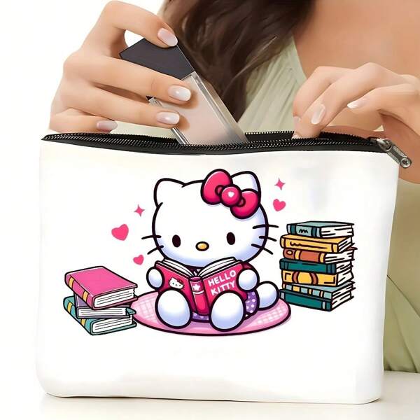 Sanrio [Birthday Delight] Hello Kitty Cosmetic Bag - Personalized Name, Large Capacity Travel & Toiletry Organizer With Fun Zipper - Ideal For Birthday Gifts, Pencil Case, Coin Purse, Hello Kitty Makeup Bag,Ins Style Stationery Pouch, Multi-Functional Cosmetic Organizer Bag ,Cute Multifunctional Storage Bag, Pencil Case, Cosmetic Bag For School, Stationery, Cosmetics, Skin Care Products, Lipstick, Brushes, Coins, Small Items,Back To School.