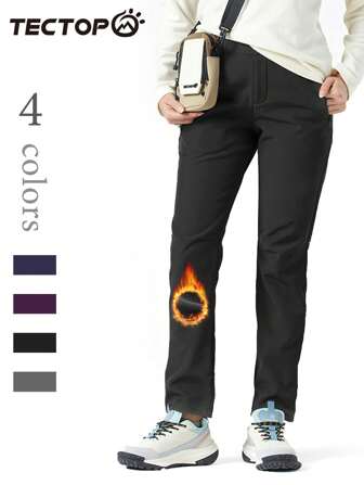 TECTOP Women's Thermal Lined Soft Shell Zipper Pockets Outdoor Sport Hiking Ski Pants For Autumn And Winter,Fleece