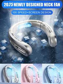 Portable Bladeless Neck Fan, Digital Display, Silent, Infinite Speed 100 Gears, Suitable For Office, Travel, Camping, Outdoor, Sports Neck Fan, For Men And Women, Essential For Holidays