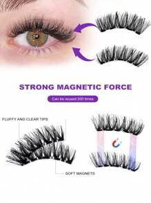 MAGEFY 3 pares de pestañas magnéticas con rizo CC de aspecto natural, reutilizables, con aplicador + recortador de cejas + rizador de pestañas, sin necesidad de pegamento, set de pestañas magnéticas