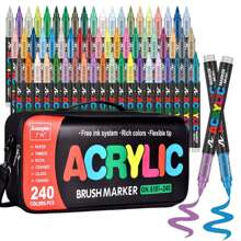 GuangNa Set di 168 marcatori acrilici liquidi diritti - inchiostro ad alta capacità, colore uniforme, impilabile, punta morbida, forniture per ufficio, pittura artistica, per pittura di fai da te su roccia, legno, plastica, tessuti. Adatto per pittura artistica professionale. Confezione regalo bella e adatta come regalo.