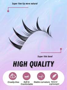 14 Pairs Manga Eyelashes Cartoon Style False Eyelashes, Transparent Natural Look, Dense & Curly Design, Suitable For Beginners, Reusable,5-11mm