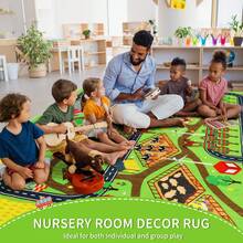 Kinder Teppich Spielmatte geeignet für 3D Stadtleben Straßenverkehr Spielzimmer, Kinder Auto Straßenkarte Spielmatte, Anti-Absorption waschbar, Lernspiel-Matte für Kleinkinder Jungen zum Spielen auf dem Bauch