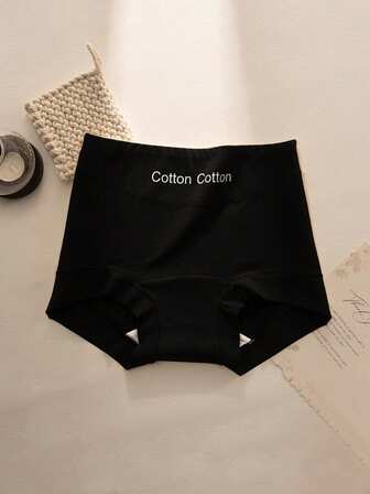 4 piezas de bragas deportivas de cintura alta de unicolor para mujer, bragas triangulares cómodas y transpirables