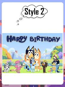 Bluey Dog Birthday Background, Cartoon Dog Paw Print Background Holiday Party Decoration Supplies, Photography Photo Booth Banner Props, Pink Cute Cartoon-Themed Photo Banner, Birthday Party Decoration Pendants