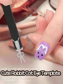 4pcs/Set Cute Cat'S Eye Nail Art Shaping Tools, Rabbit Shape Cat Eye Magnet Set-Can Make Cute Shapes Such As Rabbits And Pandas For Gel Polish No Scent Magnet Stick For Cat Eye Polish Effects Nail Art Tools And Accessories, Suitable For Pet Lovers And Creative Nail Designs, Cute Nail Art Supplies, Lively Designs, User-Friendly Functions Friend Gifts, Female Gifts, School, Nail Art Cat Eye Magnets