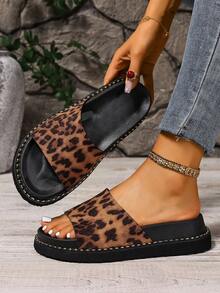 Giày Sandal Đế Dày Họa Tiết Da Báo Gợi Cảm Cho Nữ, Giày Đi Biển Đế Dày Thường Ngày Ngoài Trời Mùa Hè Mới 2025 Với Thiết Kế Độc Đáo - Màu vàng - Xem 6