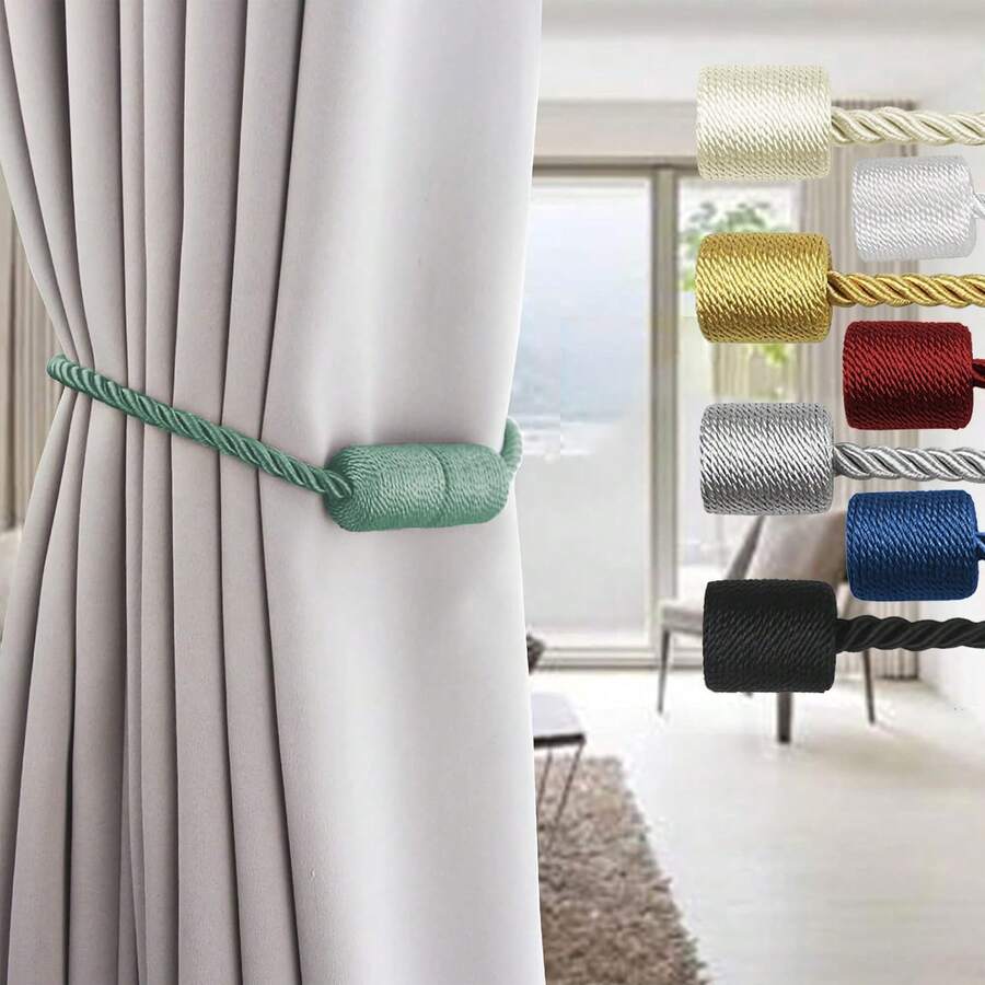 Round Magnetic Curtain Holder (2/4/6 Pieces), Drill-Free Strong Adhesive Design, Simple And Elegant, Easy To Attach, Suitable For Various Curtain Types, Perfect Improvement Of The Living Environment