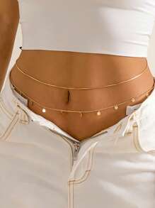 Gold Waist Chain For Women, Sexy Layered Belly Waist Chain Waterproof Beads Chain Summer Non Tarnish Body Chain Jewelry Gifts For Women