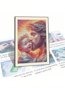 5D DIY Jesus Kisses Baby Diamond Painting Warm Full Round Rhinestone Cross Stitch Kit Diamond Mosaic Home Decoration