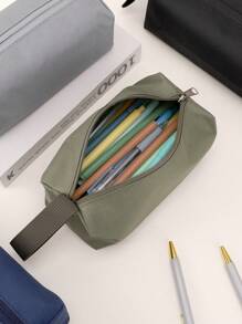 1 pieza, Estuche de lápices de color sólido, Bolsa de lápices de gran capacidad, Alta calidad, Portátil, Adecuado para la escuela y la oficina, Regalo creativo para Acción de Gracias, Navidad, Decoración de cumpleaños de Halloween, Bolsas para bolígrafos, Estuche para lápices, Bolsa escolar, Útiles escolares, Vuelta al cole