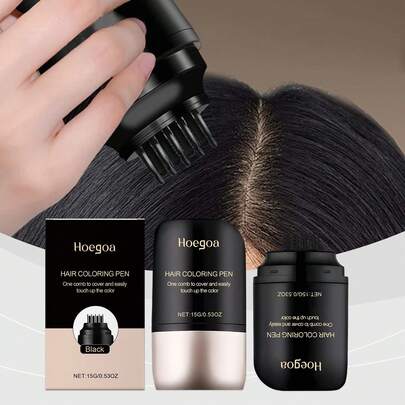 Bút nhuộm tóc đen không thấm nước 15g, nhuộm nhanh, che phủ đều tóc bạc, tạo màu tóc tự nhiên.
