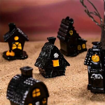 6pcs Halloween Miniature Haunted House Furniture Set - Resin Horror Decor, Suitable For Party, Garden And Room Decoration