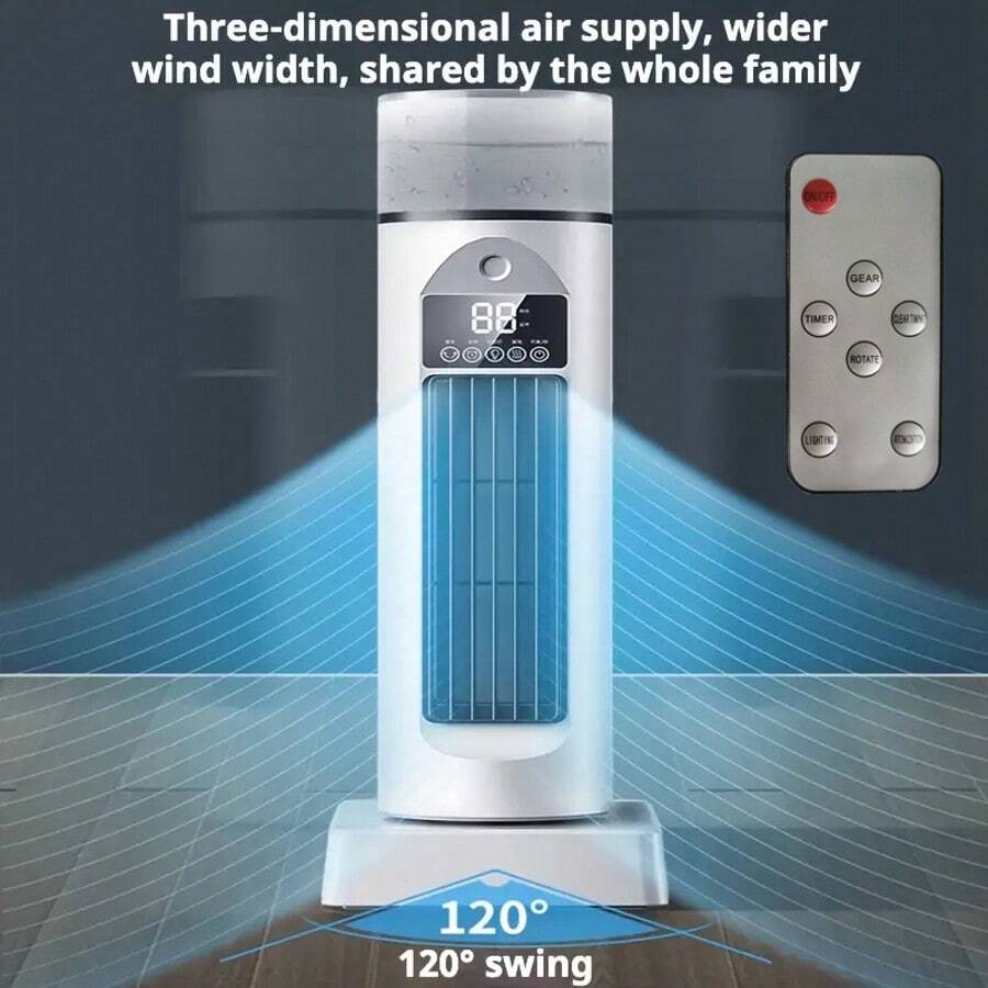 Portable USB Fan For Summer, Mist-Cooled Air Conditioner, Travel Essential, Room Essential, Mini Fan, Summer Cooling, Water Mist Cooling Tower Fan, Suitable For Outdoor Hiking, Camping, Room, Desktop, RV, Office, Summer Necessity, Creative Gift. - Xem 1