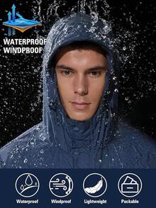 GYHSLightweight Rain Waterproof Windbreaker Packable Rain Coat - 藏蓝色 - View 2