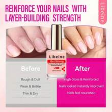 LIBEINE 10ml Natural Pink Nail Strengthener, Decorates Natural Nails, Natural Jelly Tone, Creates Shiny Healthy Nails