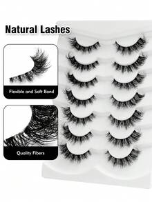 Rikuaild 7 对自然睫毛全条透明带状睫毛柔软蓬松睫毛交叉纤细戏剧性仿貂睫毛适合日常和派对化妆使用 - 持久自然的睫毛延长条睫毛，睫毛，睫毛，假睫毛