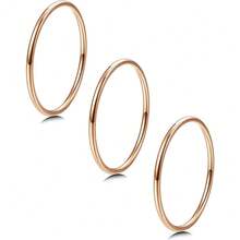 Milacolato 3pcs 1mm Stainless Steel Women's Plain Band Knuckle Stacking Midi Rings Comfort Fit Silver/Gold/Rose Tone