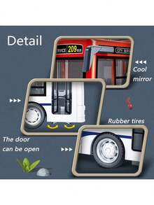 1pc New Simulation Bus Police Fire Truck Model Inertial Car With Light & Sound, Diecast Inertia Toy Vehicle, Pull Back And Push Forward Function, Door Open, Inertial Fall Anti-Fall Bus Model, Suitable For Children's Creative Birthday Gifts,Back To School - Multicolor - View 6
