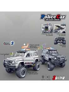 1 件大尺寸逼真越野惯性车带灯光和音乐，儿童城市模型车玩具，男孩警卫车，开门玩具车，非常适合生日玩具、圣诞礼物、返校