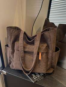 Bolso de mano de pana para mujer, bolso de hombro de gran capacidad, bolso escolar, bolsa de compras casual, mochila de viaje