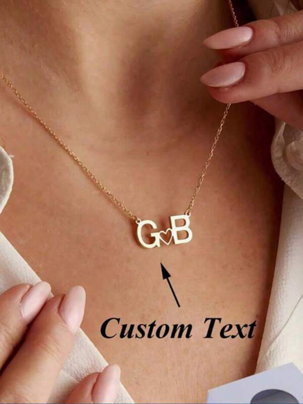 1 pieza Collar con colgante de dos letras personalizado minimalista para mujer, collar con colgante de acero inoxidable con inicial personalizada, joya de boda, accesorio de vacaciones, baile de graduación, regalo, color oro, plata, elegante, moda de otoño, casual, vintage, dinero antiguo, sencillo, personalizado, único, regalo ideal para ella, novia, mamá