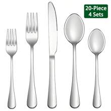 Juego de cubiertos de 30 piezas de acero inoxidable, servicio para 6 personas, cubertería duradera para el hogar y la cocina, incluye cuchillo, cuchara y tenedor