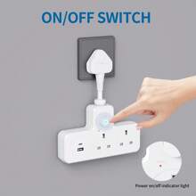 LIPWEL LIPWEL, A Wall Expansion Plug, Whitemodern Style, Two Sockets, With OneUSB-A Interface And One USB-Cinterface, One-Button Switch Controlwith A Power Indicator Light, Suitable For Home, Office, Kitchen, Power Strip, Power Expansion Plug