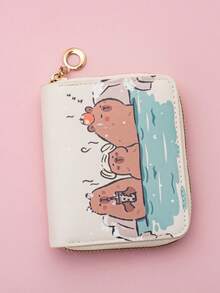 1 Ví da PU Capybara - Ví ngắn hoạt hình dễ thương dành cho thanh thiếu niên và học sinh, đựng thẻ tối giản thời trang, đựng tiền xu - Nhiều màu - Xem 13