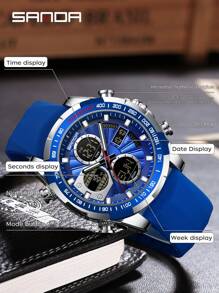 SANDA. SANDA Fashion Military LED Digital Watch For Men Business Multifunctional Timing Alarm Waterproof Wristwatch Men Shockproof Sport Quartz Analog Wrist Watch Outdoor Sport Clock