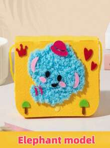 1 pieza Juego de bordado de muñeca DIY con animales de dibujos animados en fieltro, kit de costura de artesanía con pegatinas, kit de costura de arte y manualidades. Cose, cose, cose, rellena juguetes