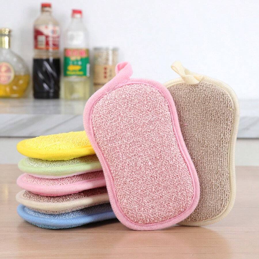 1-10 piezas Paños de limpieza de esponja multiusos reutilizables, adecuados para la cocina, el baño y el inodoro (color aleatorio) - Multicolor - Ver 1