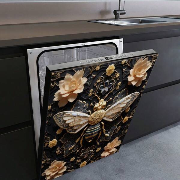 1 Peça Adesivo para Lava-Louças com Padrão Simples de Abelha, Estrela-do-mar, Girassol, Adesivo Decorativo para Lava-Louças à Prova d'Água e Removível em PVC, Adesivo de Parede de Cozinha, Acessórios de Cozinha, Decoração de Parede