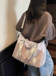 NingJia 女士大容量旅行包时尚拼色多功能通勤收纳包干湿分离运动健身包