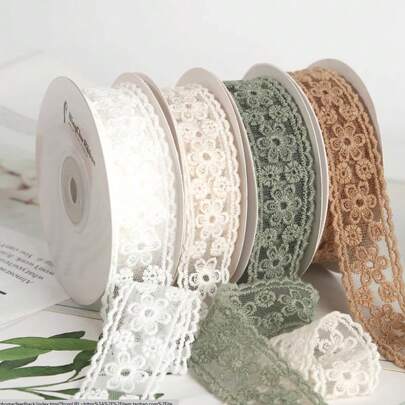 2 Colors/Pack Embroidered Lace Fabric Trim, 2.7cm Wide, DIY Sewing Decorative Accessory