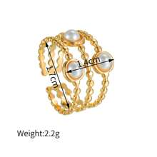 1pc Gold/Pink Stainless Steel & Natural Stone Women's Vacation Style Ring, Fashion Jewelry