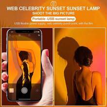 1pc Sunset Ambiance LED Light - Romantic Sunset Projection Lamp, Suitable For Bedroom And Living Room Decor, Especially Suitable For Photography, Parties, Weddings And Birthdays, USB Powered, No Battery Required, Working Voltage <36V, Sunset Decor | Warm Atmosphere USB Powered Light, Sunset Decor Photography Monochrome Sunset Lamp, Romantic Background Atmosphere Light, Convenient To Carry Outdoors, Versatile Power Bank, Suitable For White Wall Background Accents, Indoor Photo Backdrop Decoration Light - Monochrome Sunset Light - View 2