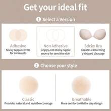 Cake Nipple Covers Non Adhesive Silicone Nipple Pasties For Women Reusable Nipple Covers No Show - 小號(適用於AA-A罩杯) - 查看 8
