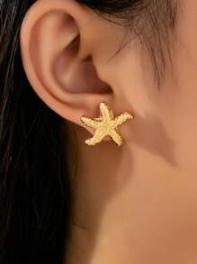 2pcs Starfish Earrings, Fashionable Versatile Delicate Accessories