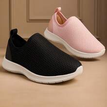 Kit 2 Pares Tênis Infantil Escolar Calce Facil Leve Confortável Macio Preto e Rosa Anatômico Feminino Antiderrapante Estiloso - Preto - Visão 1