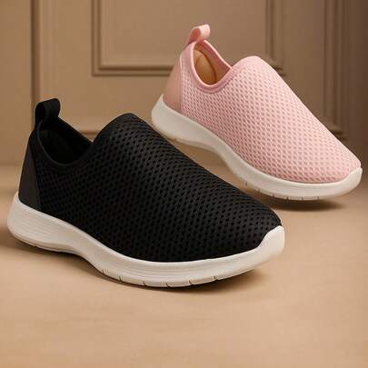 Kit 2 Pares Tênis Infantil Escolar Calce Facil Leve Confortável Macio Preto e Rosa Anatômico Feminino Antiderrapante Estiloso