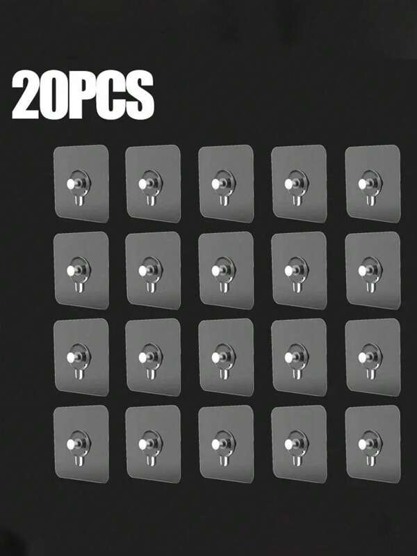 20Pcs Contemporary Wall Mount Utility Hooks - Easy Install, Strong Adhesive, No Drilling, Waterproof Plastic Hangers For Pictures, Frames, Posters, Clocks In Kitchen & Bathroom
