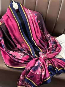 1 قطعة وشاح طويل ناعم من الحرير للمرأة، أرجواني